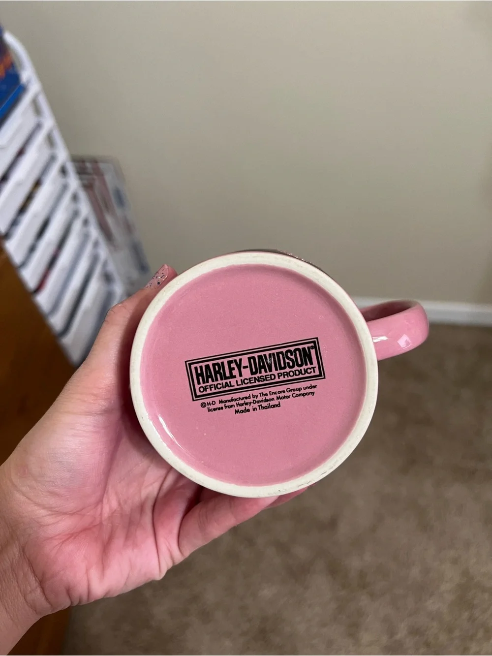 Harley-Davidson Pink and Black Glitter Flame Ceramic Mug